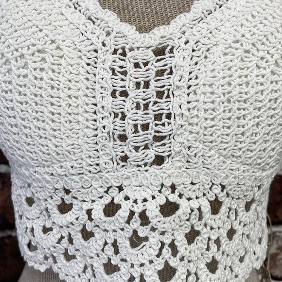 Du Jour Crop Top Boho Crochet Wrap Halter Lace Cream Size One Size - Picture 10 of 17